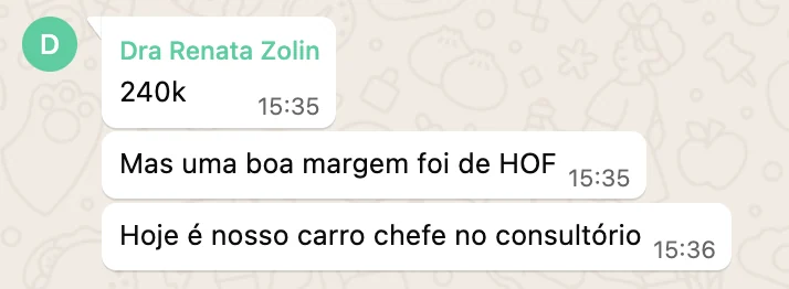 Print de depoimento: Renata Zolin, faturamento de R$200 mil