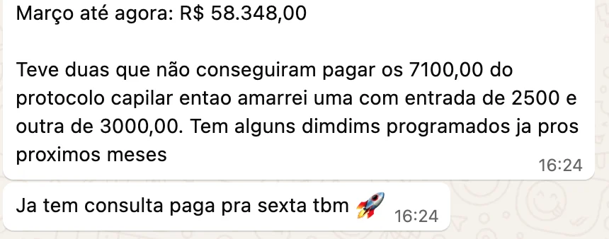 Print de depoimento: Maria Laura Siufi, resultado de vendas